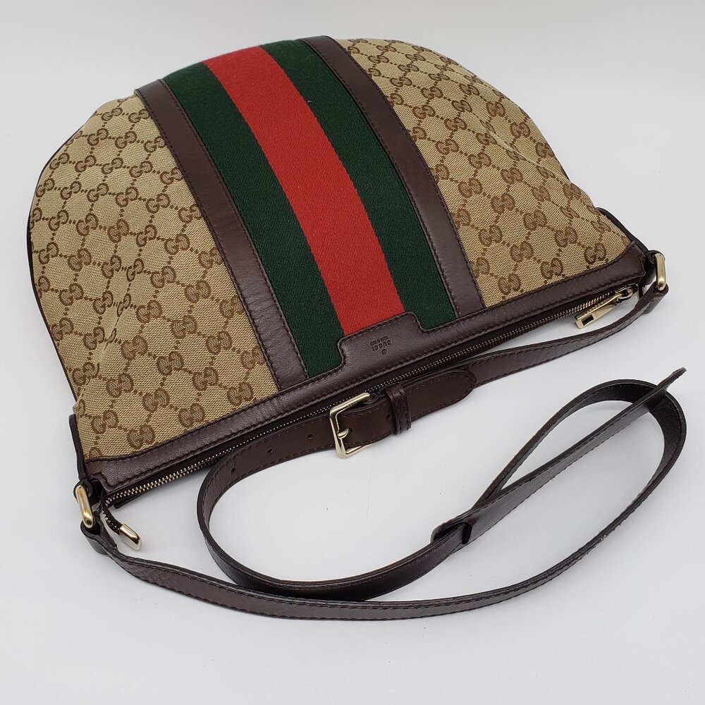 Authentic Gucci Ophidia GG Supreme Crossbody/Web Stripe Canvas Shoulder Bag - Picture 8 of 16